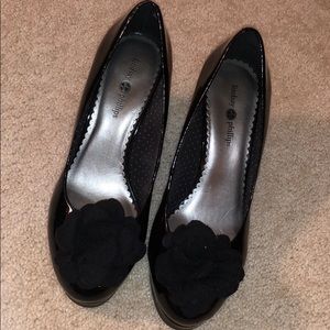 Lindsay Phillips black platform wedges